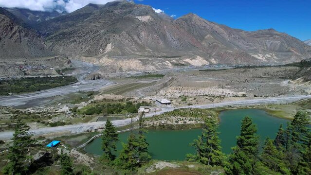Dhumba Lake With Majestic Nilgiri Mountain Range in Background Near Jomsom, Nepal