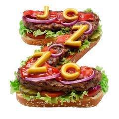 Z made of burgers, PNG image