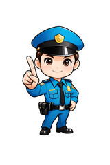 Cute policeman with pointing finger illustration 
