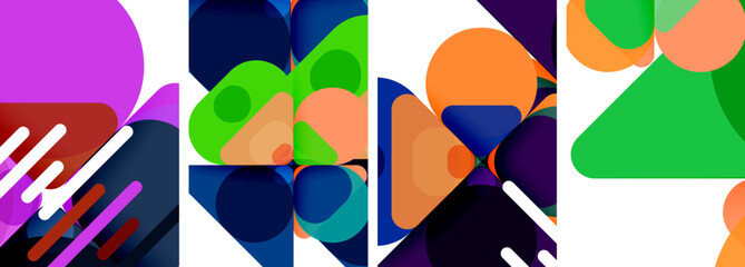 Colorful bright geometric abstract compositions for wallpaper, business card, cover, poster, banner, brochure, header, website