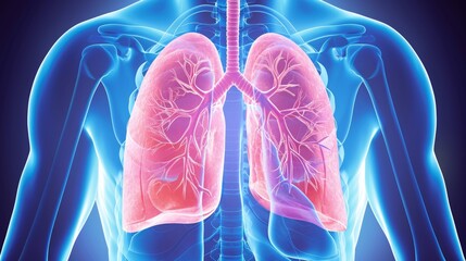 Explore the dynamic of lung disease. Human lungs X-ray anatomy, Highlight lung and potential injuries