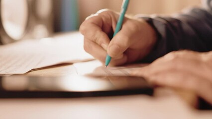 Old Musician Writing a Melody with His Shaky Hand