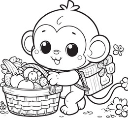 cute monkey coloring apge cartoon