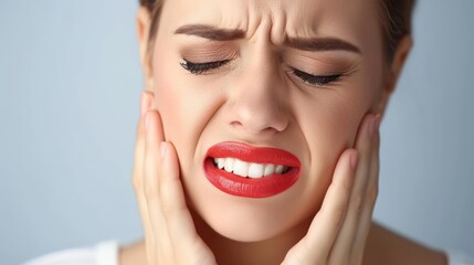 Woman Suffering From Toothache, Pain and Sensitive Tooth. Dental illness Symbolizing of Dental Care, Tooth Decay
