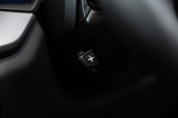 control panel with steering wheel adjustment buttons, close-up
