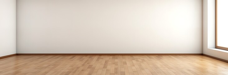 Fototapeta premium empty white room on wooden parquet floor in 3D rendering