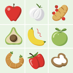 Fototapeta premium Vegetable illustration Vector Set