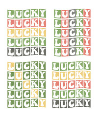 Set of Lucky phrase St. Patrick's Day word lettering typographic art collection on white background
