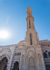 Beautiful Al Mustafa Mosque in Old Town of Sharm El Sheikh in Egypt, at sunset