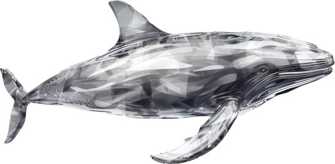 whale,grey crystal shape of whale,whale made of crystal isolated on transparent or white background 