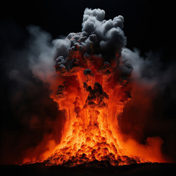 explosive magma erruption black background