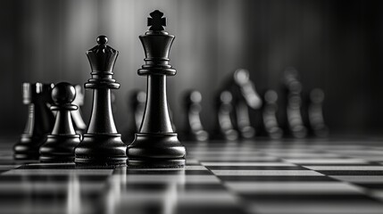 Strategic and logical chess game with challenging position as a metaphor for life problems