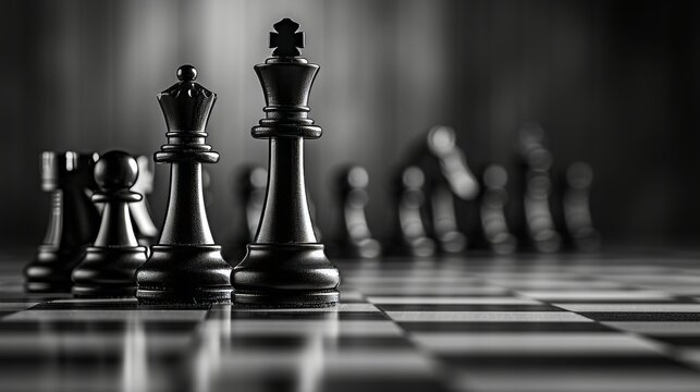 Strategic and logical chess game with challenging position as a metaphor for life problems