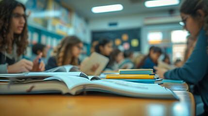 A group of students participating in a classroom discussion, sharing ideas and viewpoints