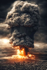 Atomic bomb explosion - mushrooms cloud