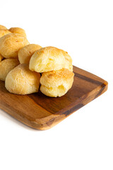 pão de queijo isolated on a white background (also known as cheese bread or cheese bun)