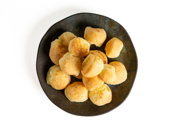 pão de queijo isolated on a white background (also known as cheese bread or cheese bun)