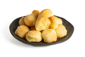 pão de queijo isolated on a white background (also known as cheese bread or cheese bun)