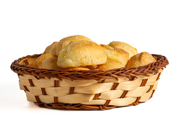 pão de queijo isolated on a white background (also known as cheese bread or cheese bun)