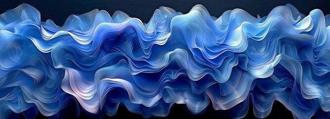 Blue curling waves in a multi-level stereogram illusion