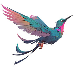 Obraz premium An illustration of a teal-bodied bird flying