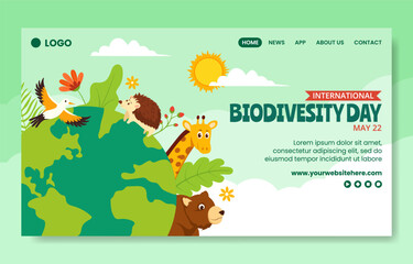 Biodiversity Day Social Media Landing Page Cartoon Hand Drawn Templates Background Illustration
