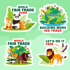 Biodiversity Day Label Flat Cartoon Hand Drawn Templates Background Illustration