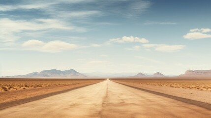 Fototapeta na wymiar Vast Desert Road Leading to Nowhere in the Middle of Nowhere