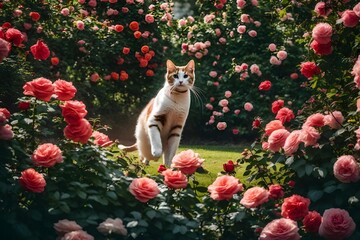 cat and flowers