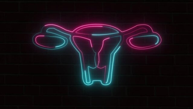 Neon intrauterine insemination icon in line style. IUI reproductive technology symbol. Female reproductive system. Healthy intercourse method idea.