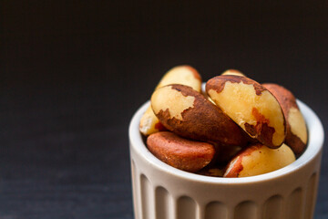 Close Up on Brazil Nuts in a bowl.