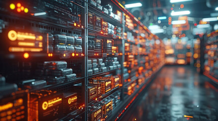 A virtual marketplace with shelves filled with products each tagged with a different type of digital wallet symbol illustrating the wide range of payment options now available