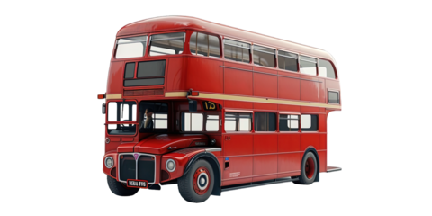 Red London Double Decker Bus Isolated