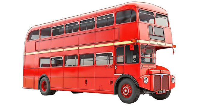 Red London Double Decker Bus Isolated