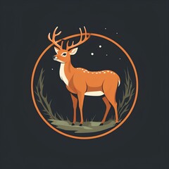 Deer animal colorful flat logo. Generative ai