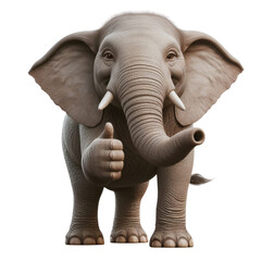 Thumbs Up Elephant Cartoon - A cute elephant showing a thumbs up, a great character for educational and entertainment content for kids.