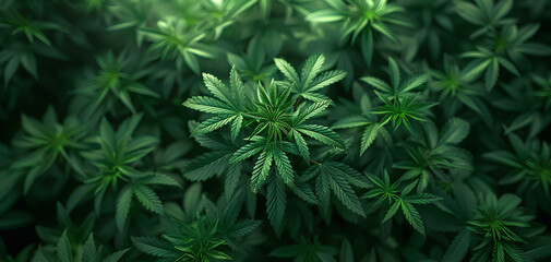 photo of a cannabis plant seen from above