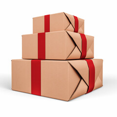 Gift Box. Template for Present, Valentine, Birthday or Wedding Banners. 3D Illustration. File with Clipping Path.