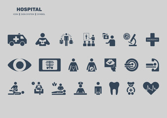 Hospital Icon, Sign, Symbol Pack.