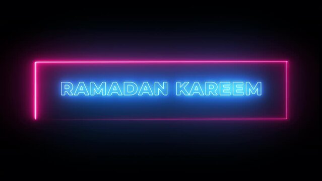 Ramadan holy month celebrations in the Muslim soon neon text animation suitable for video ramadan, Hajj, Eid and common Islamic purposes.
