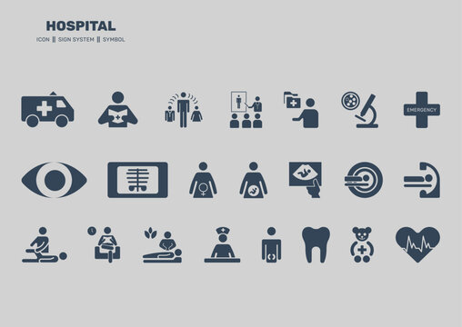 Hospital Icon, Sign, Symbol Pack.