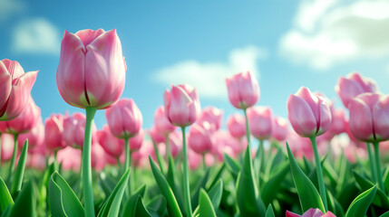 Obraz premium Pink and white tulips
