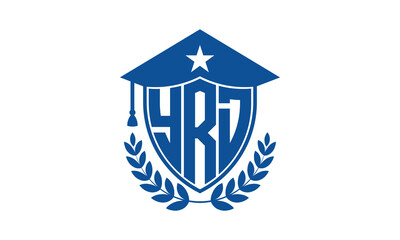 YRD three letter iconic academic logo design vector template. monogram, abstract, school, college, university, graduation cap symbol logo, shield, model, institute, educational, coaching canter, tech