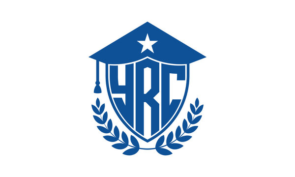 YRC three letter iconic academic logo design vector template. monogram, abstract, school, college, university, graduation cap symbol logo, shield, model, institute, educational, coaching canter, tech