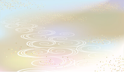 日本風の背景。淡い色の背景と流水文様と砂子風のベクターイラスト