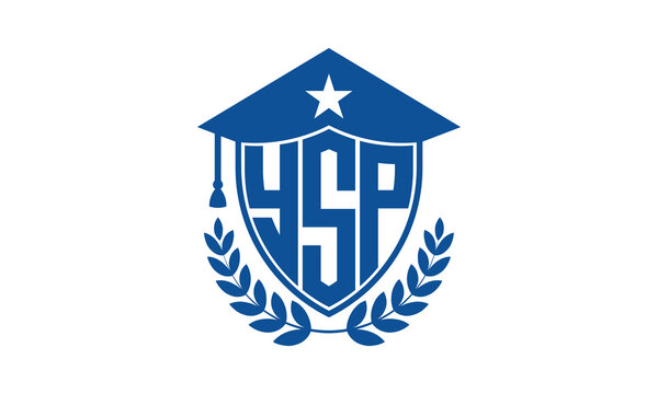 YSP three letter iconic academic logo design vector template. monogram, abstract, school, college, university, graduation cap symbol logo, shield, model, institute, educational, coaching canter, tech