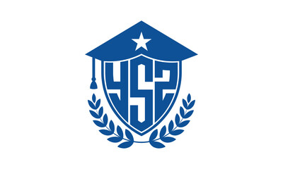 YSZ three letter iconic academic logo design vector template. monogram, abstract, school, college, university, graduation cap symbol logo, shield, model, institute, educational, coaching canter, tech