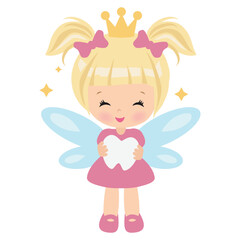 Cute little tooth fairy vector cartoon illustration