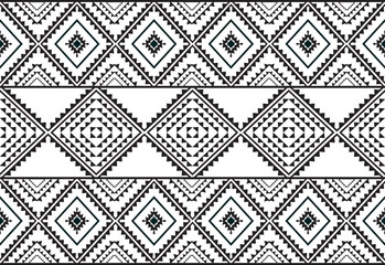 Tribal traditional fabric batik ethnic. ikat seamless pattern geometric repeating. Embroidery, wallpaper, wrapping, fashion, carpet, clothing. Black and white