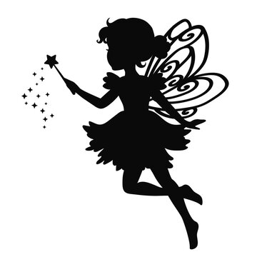 Beautiful fairy silhouette vector cartoon illustration